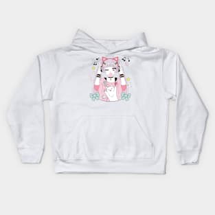 Anime style girl color pink Kids Hoodie